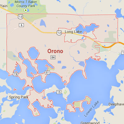 Formaneck Irrigation Orono sprinkler irrigation system installation, maintenance and repair service area map near Orono, MN.