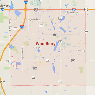 Formaneck Irrigation Woodbury sprinkler irrigation system installation, maintenance and repair service area map near Woodbury, MN.