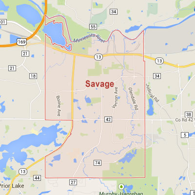 Formaneck Irrigation Savage sprinkler irrigation system installation, maintenance and repair service area map near Savage, MN.