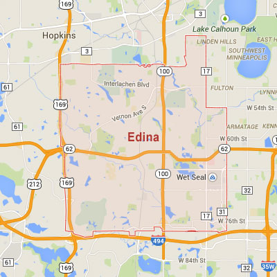 Formaneck Irrigation Edina sprinkler irrigation system installation, maintenance and repair service area map near Edina, MN.