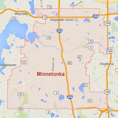 Formaneck Irrigation Minnetonka sprinkler irrigation system installation, maintenance and repair service area map near Minnetonka, MN.