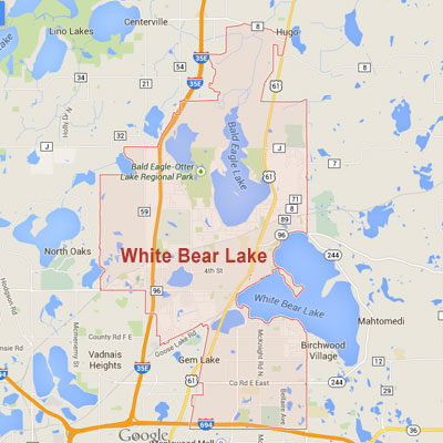 Formaneck Irrigation White Bear Lake sprinkler irrigation system installation, maintenance and repair service area map near White Bear Lake, MN.