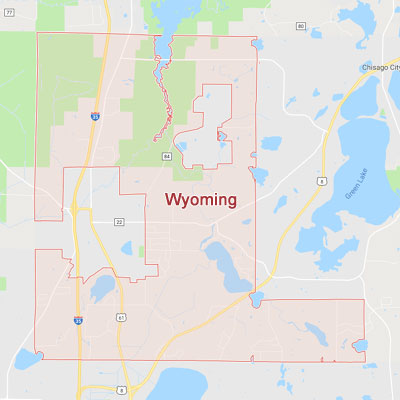 Wyoming Minnesota sprinkler irrigation system installation, maintenance and repair service area map near Wyoming, MN, 55013, 55025, 55079, 55092.