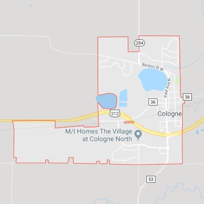 Formaneck Irrigation sprinkler irrigation system installation, maintenance and repair service area map near Cologne, MN.