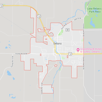 Formaneck Irrigation sprinkler irrigation system installation, maintenance and repair service area map near Delano, MN.