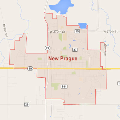 Formaneck Irrigation sprinkler irrigation system installation, maintenance and repair service area map near New Prague, MN.